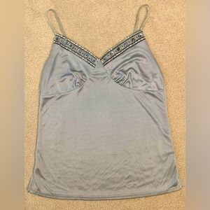 Gray/silver tank with embellished neck